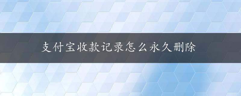 支付宝收款记录怎么永久删除