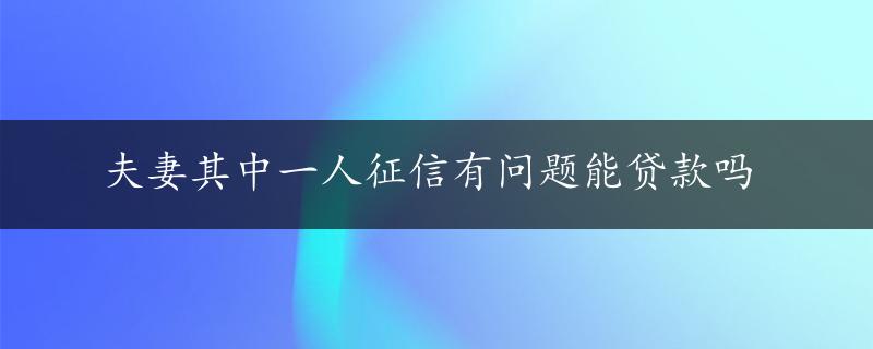 夫妻其中一人征信有问题能贷款吗