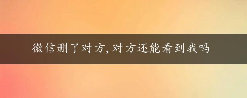 微信删了对方,对方还能看到我吗