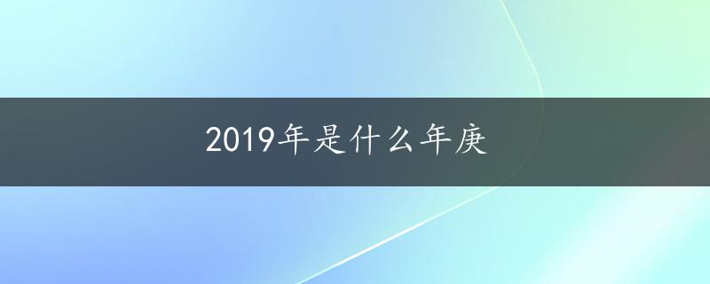 2019年是什么年庚