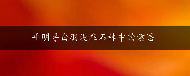 平明寻白羽没在石林中的意思