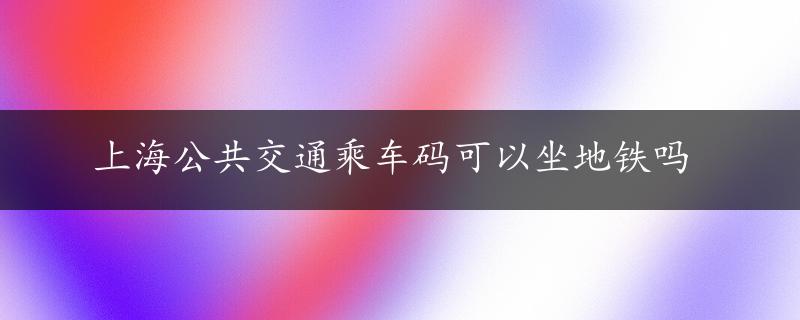 上海公共交通乘车码可以坐地铁吗