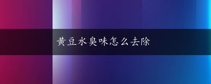 黄豆水臭味怎么去除