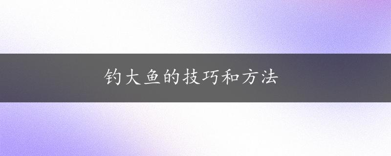 钓大鱼的技巧和方法