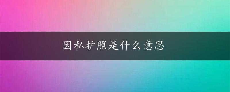 因私护照是什么意思