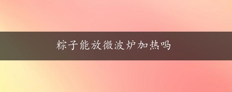 粽子能放微波炉加热吗