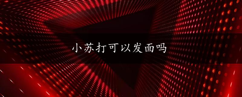 小苏打可以发面吗