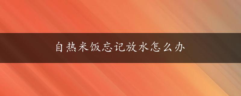 自热米饭忘记放水怎么办