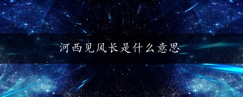 河西见风长是什么意思