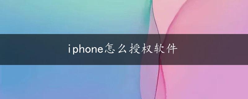 iphone怎么授权软件