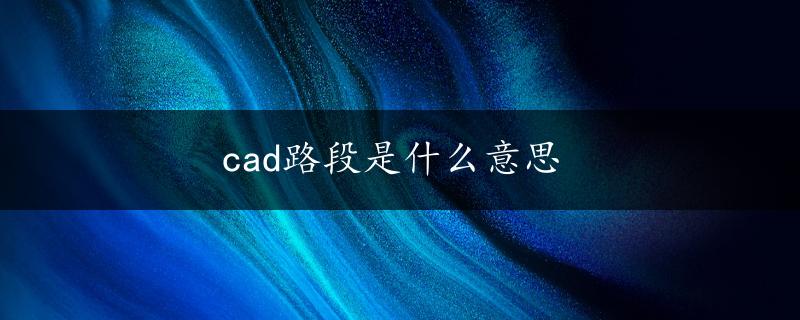 cad路段是什么意思