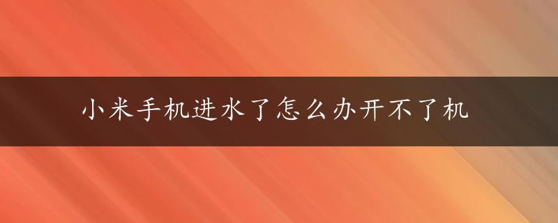 小米手机进水了怎么办开不了机