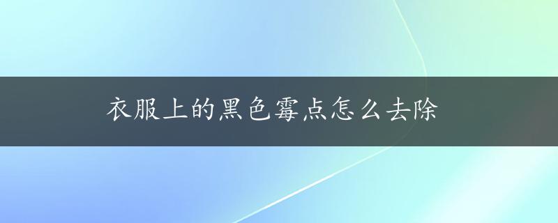 衣服上的黑色霉点怎么去除