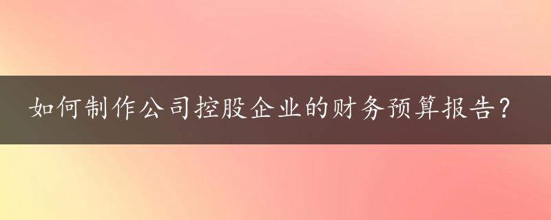 如何制作公司控股企业的财务预算报告？