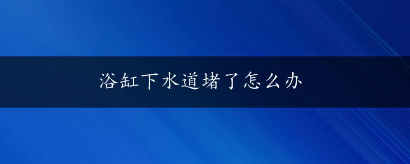 浴缸下水道堵了怎么办