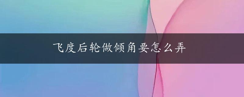 飞度后轮做倾角要怎么弄