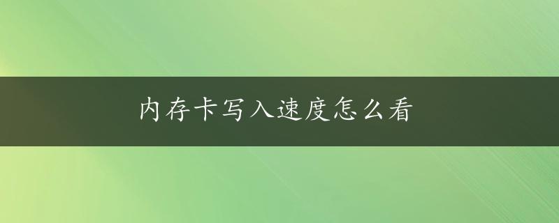 内存卡写入速度怎么看