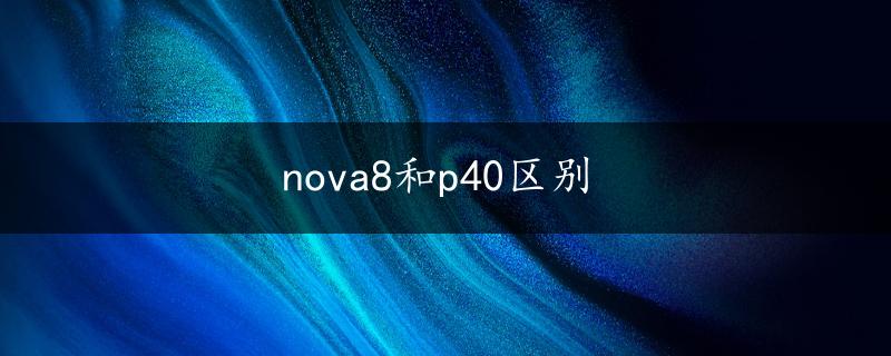 nova8和p40区别