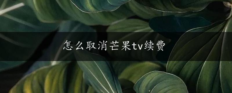 怎么取消芒果tv续费