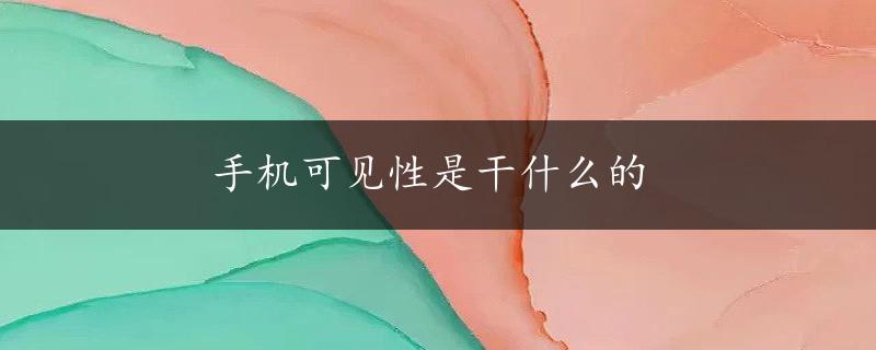 手机可见性是干什么的