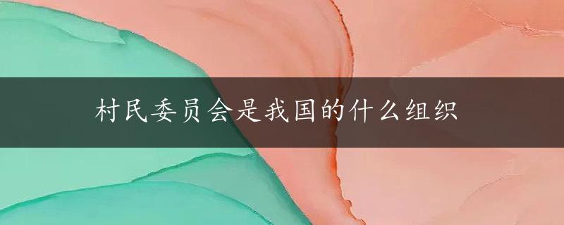 村民委员会是我国的什么组织