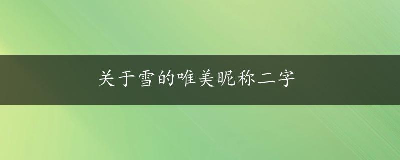 关于雪的唯美昵称二字