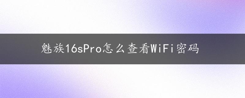 魅族16sPro怎么查看WiFi密码