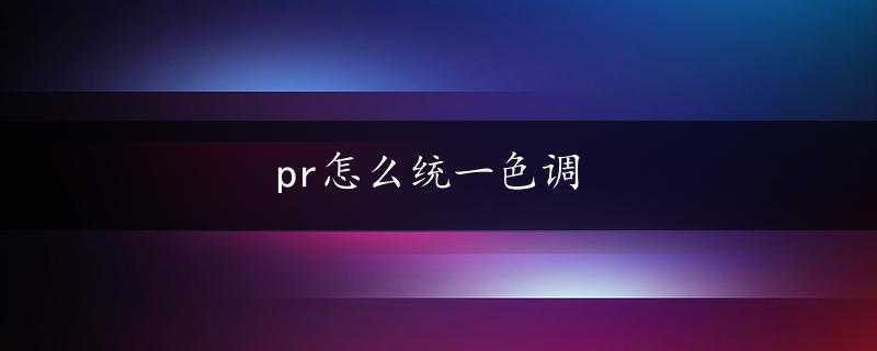 pr怎么统一色调