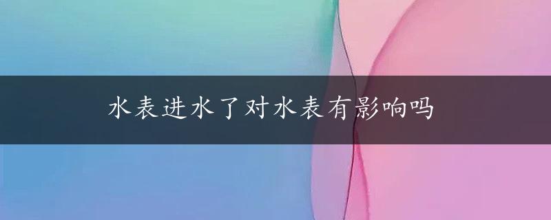 水表进水了对水表有影响吗