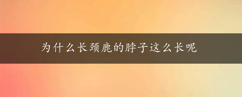 为什么长颈鹿的脖子这么长呢