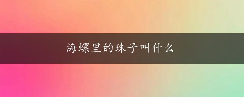 海螺里的珠子叫什么