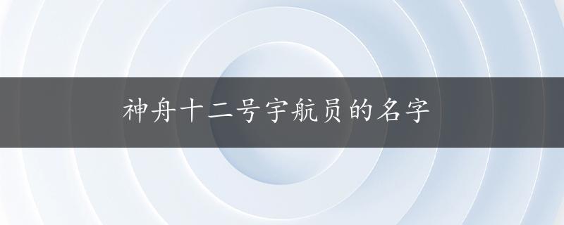 神舟十二号宇航员的名字