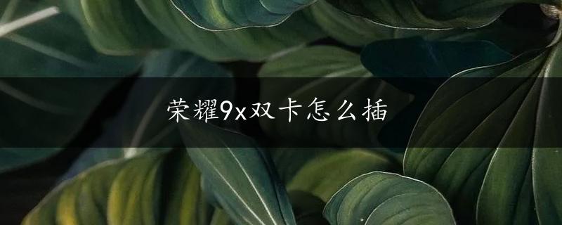 荣耀9x双卡怎么插