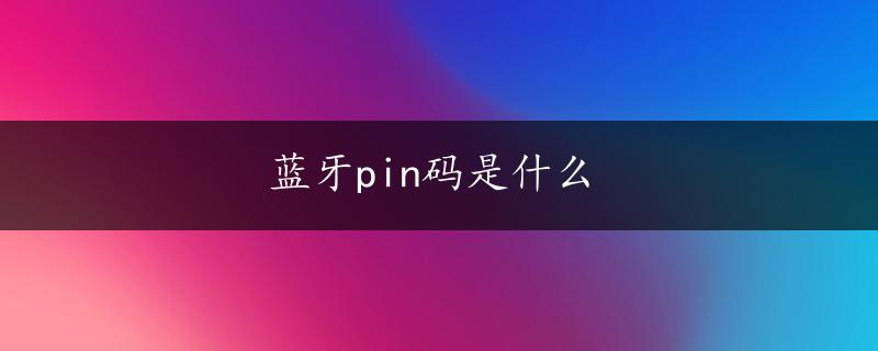 蓝牙pin码是什么