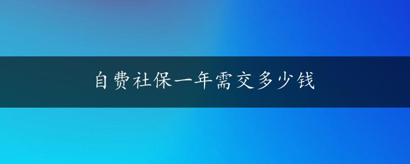 自费社保一年需交多少钱