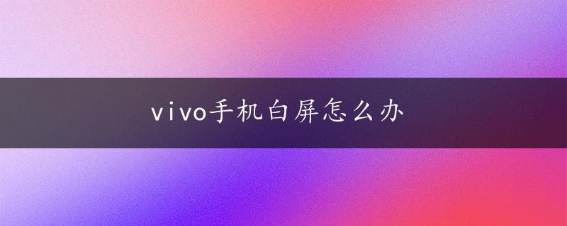 vivo手机白屏怎么办