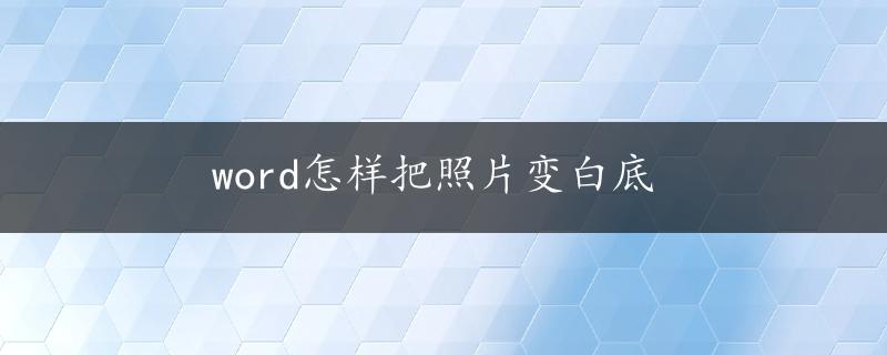 word怎样把照片变白底