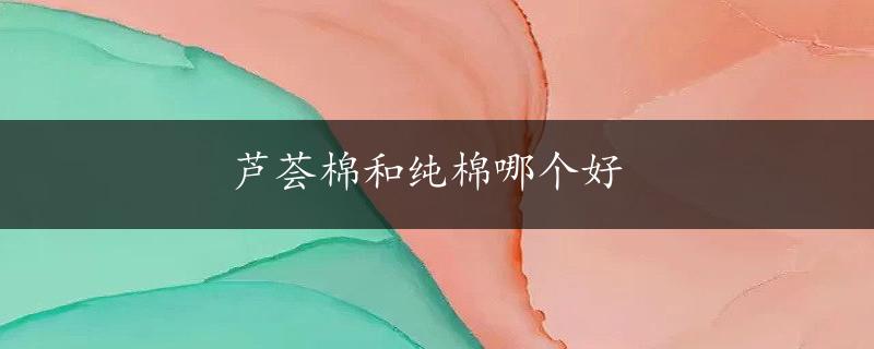 芦荟棉和纯棉哪个好