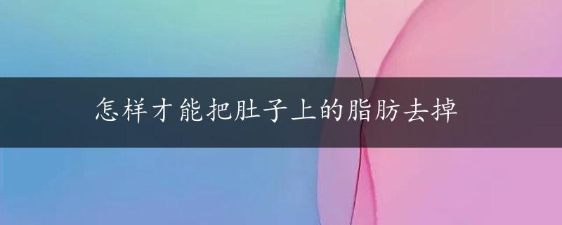 怎样才能把肚子上的脂肪去掉