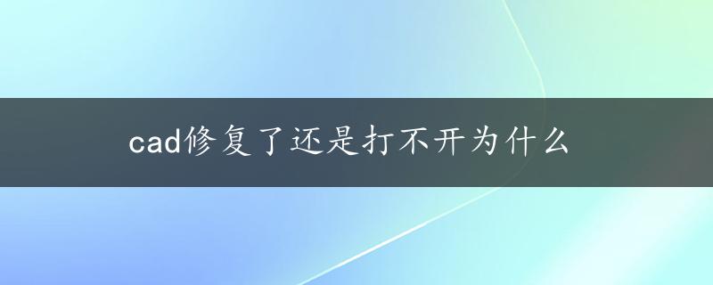 cad修复了还是打不开为什么