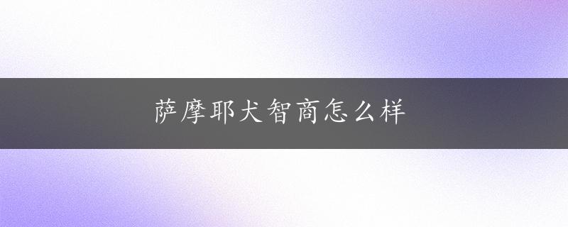 萨摩耶犬智商怎么样