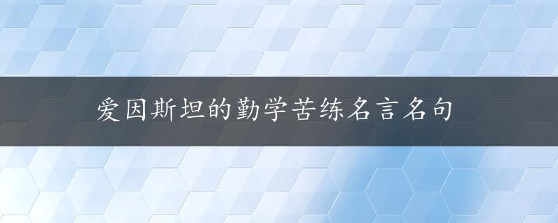 爱因斯坦的勤学苦练名言名句