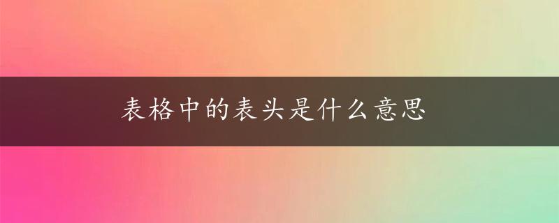 表格中的表头是什么意思