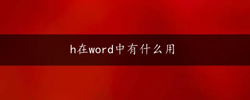 h在word中有什么用