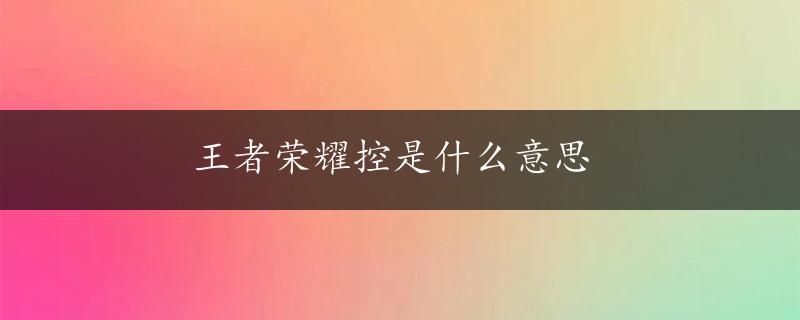 王者荣耀控是什么意思