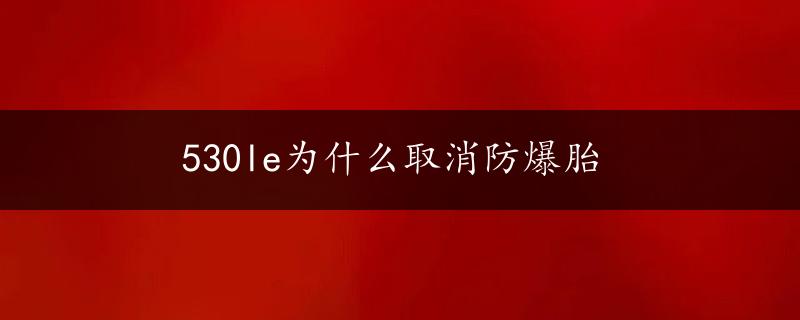 530le为什么取消防爆胎