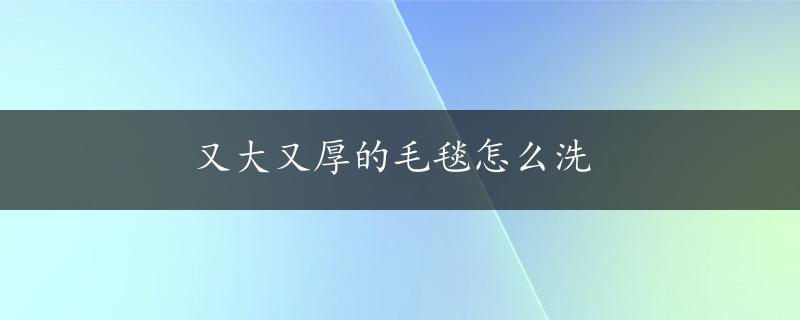 又大又厚的毛毯怎么洗