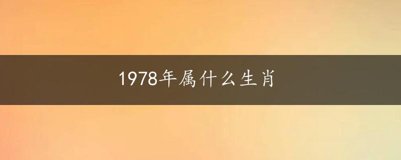 1978年属什么生肖