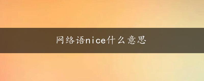 网络语nice什么意思