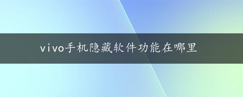 vivo手机隐藏软件功能在哪里